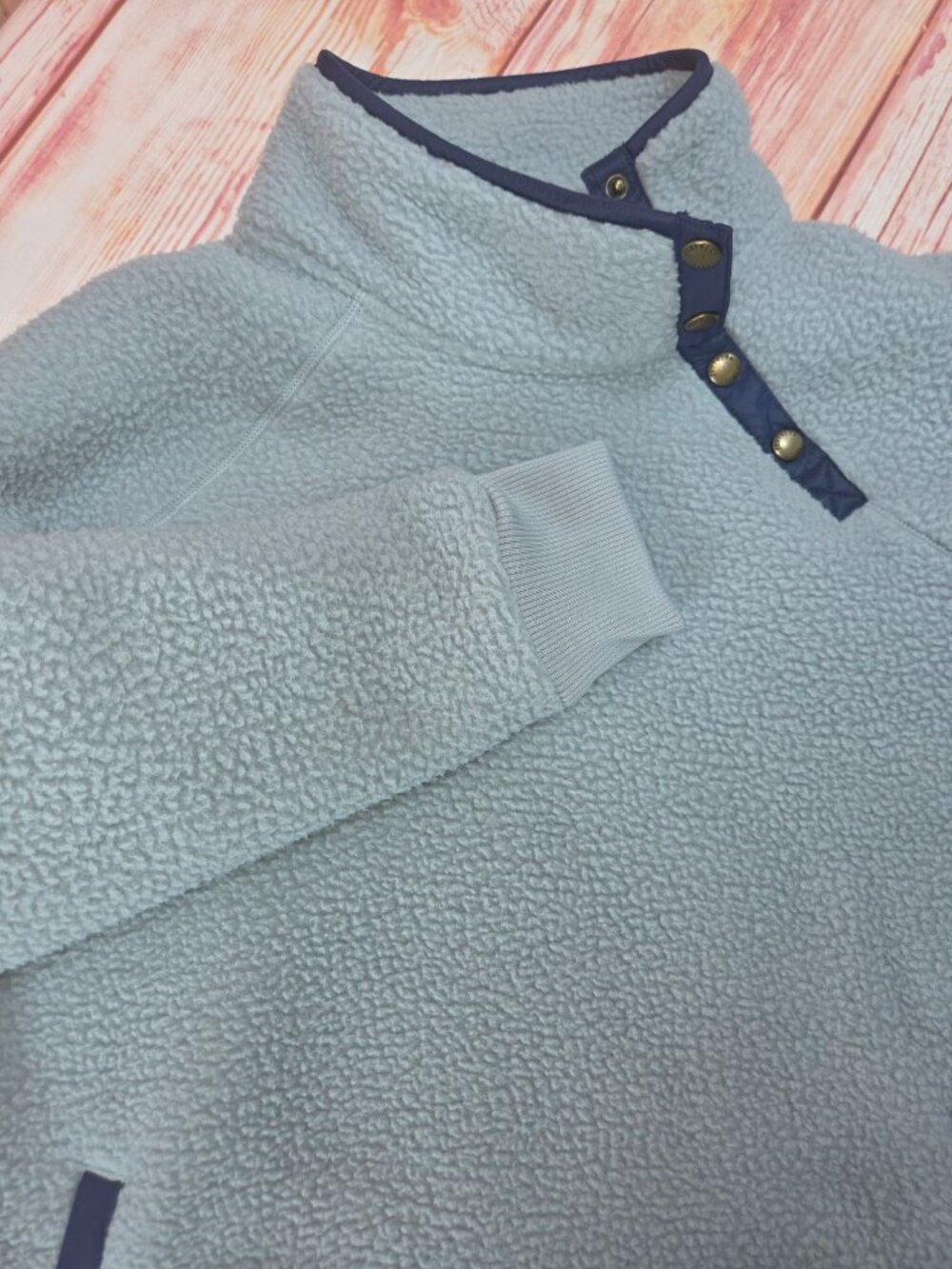 Southern Tide Womens Light Blue Sherpa Jacket Size Large Snap Closure